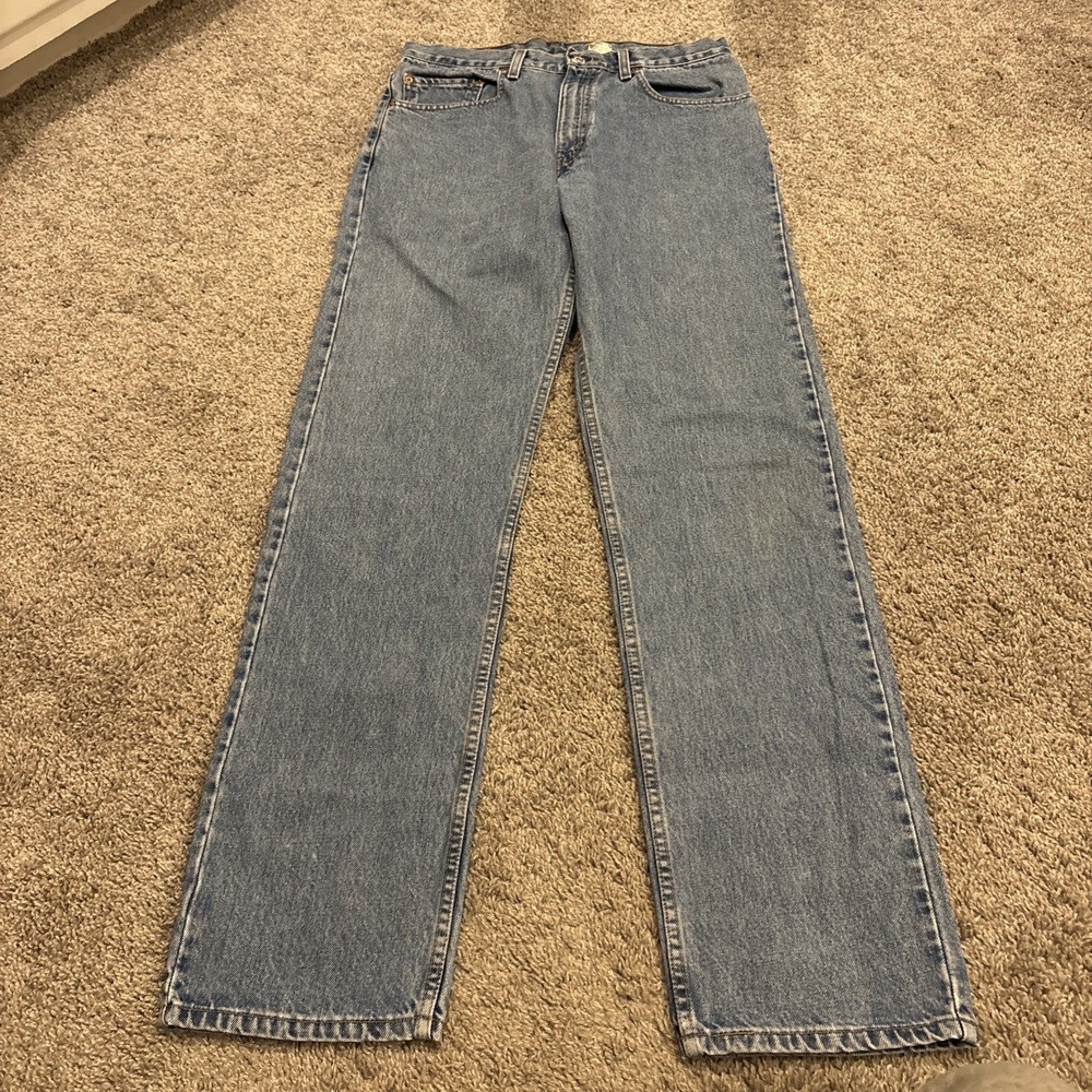 Vintage Y2K 00's Levis Jeans 505 Men's 33x34 Blue Wash Reg Fit Distressed Boot